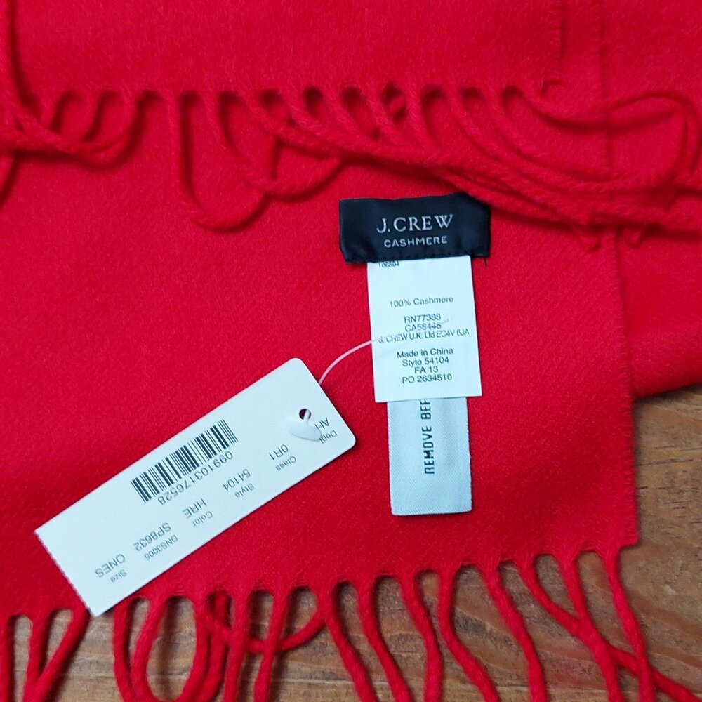 JCREW RED CASHMERE SCARF: No longer with tags!